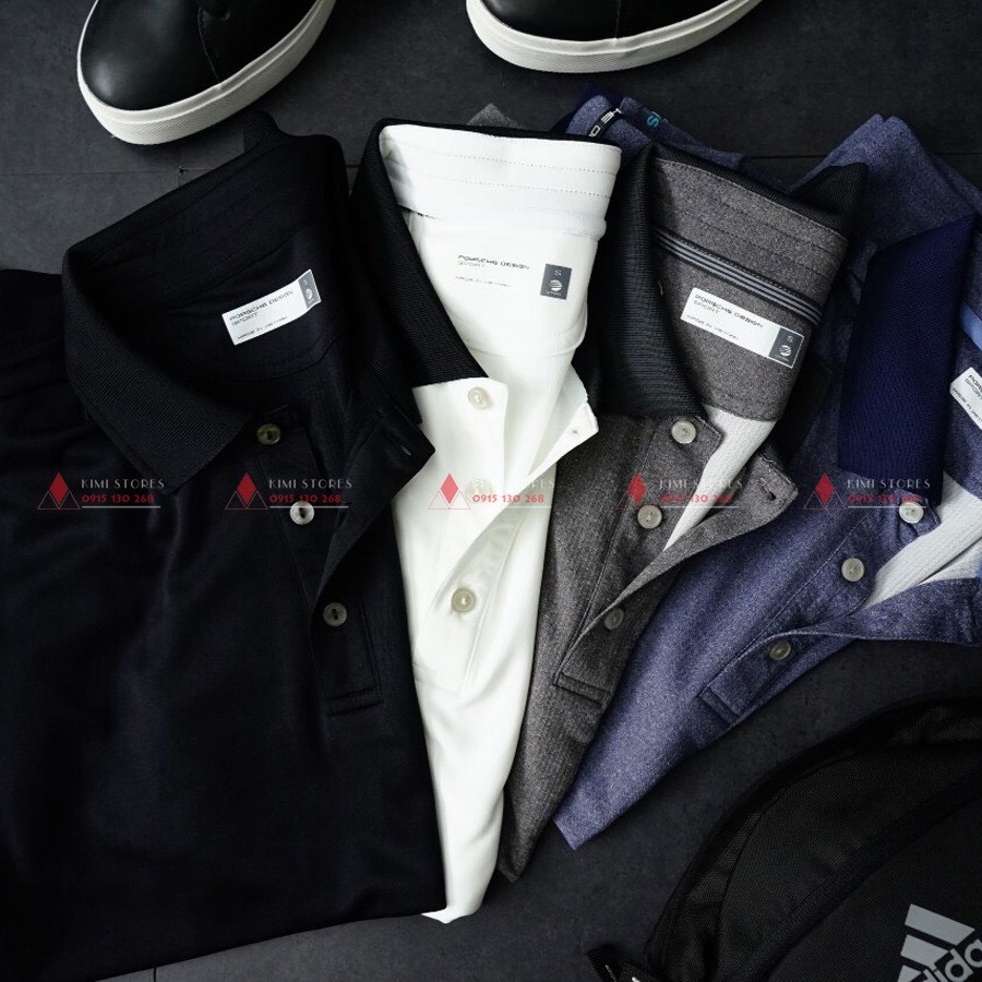 Áo thun nam có cổ áo polo thể thao golf, tennis cộc tay Adidas Porshe Design Sport vải jersey co giãn thoáng mát hiệnđại