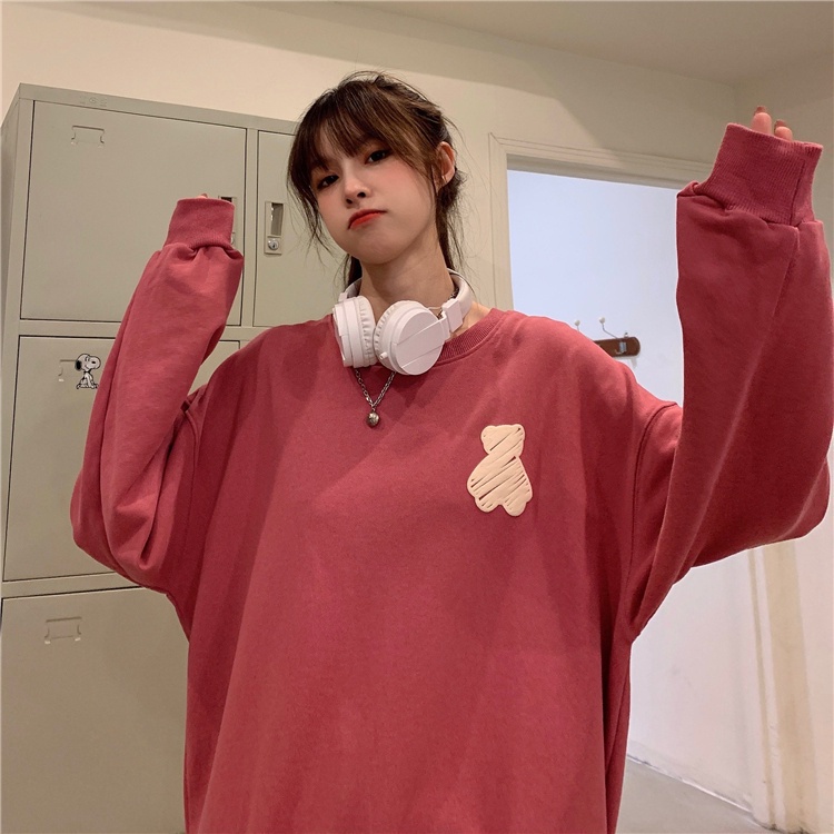 Áo Sweater Tay Dài Dáng Rộng In Họa Tiết Hoạt Hình Dễ Phối Đồ