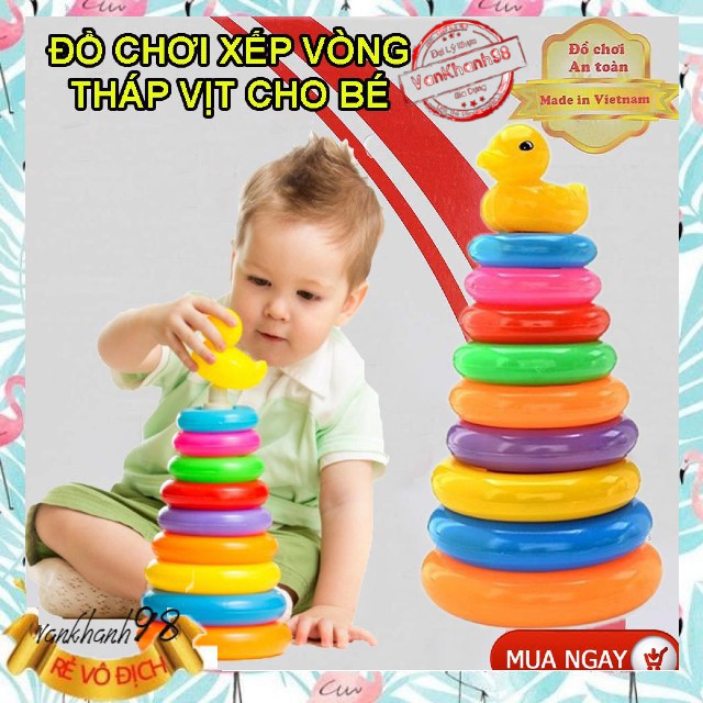 Đồ Chơi Xếp Vòng Mầm Non Anto Giúp Bé Nhận Thức Kích Thước Màu Sắc H1