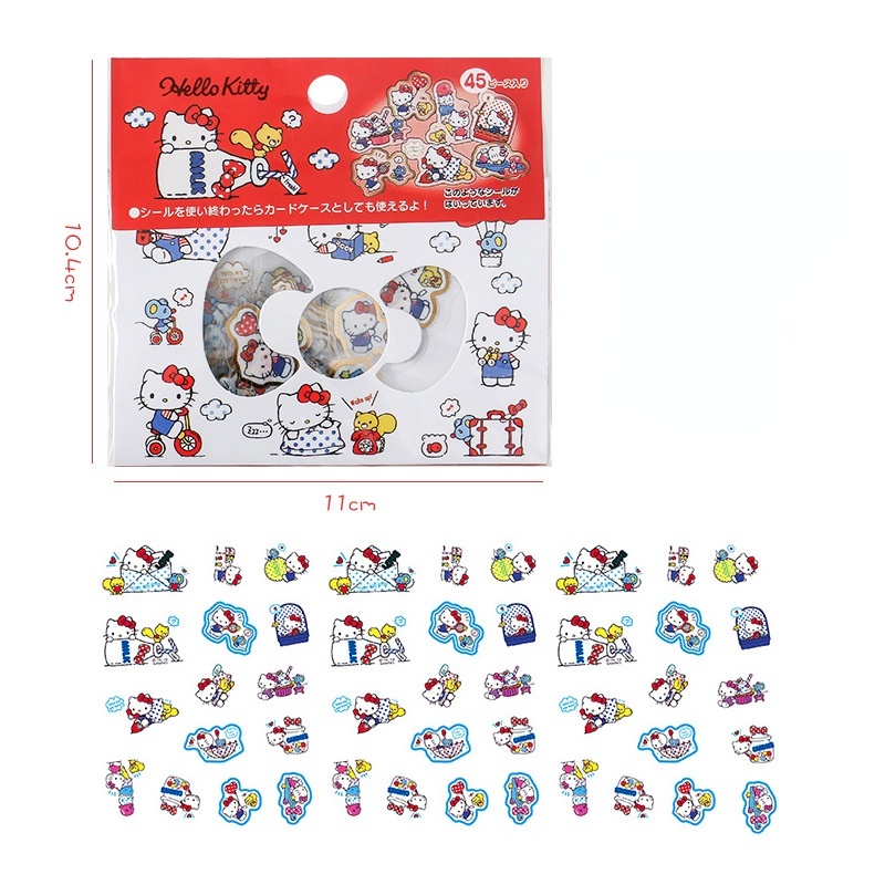Set 40 Miếng Dán Trang Trí Sổ Tay/Nhật Ký Hình Mèo Hello Kitty/ Kuromi Đáng Yêu