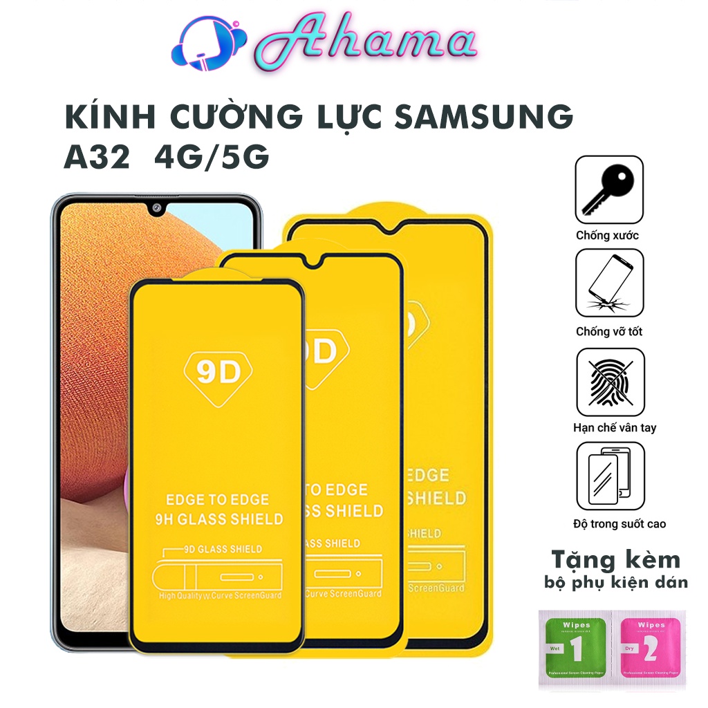 Kính Cường Lực SamSung Galaxy A32 2020 Full Màn Hình Và Trong Suốt  Độ Cứng 9H+ Siêu Xịn Tặng Kèm Khăn Lau
