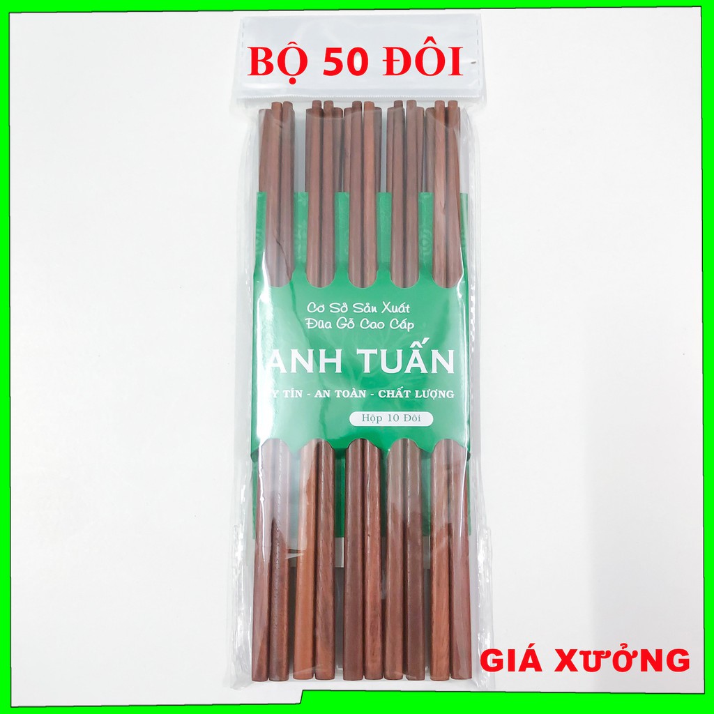 [Giá tận xưởng] Bộ 50 đôi đũa ăn cơm cao cấp đũa ăn gỗ CẨM HỒNG, đũa đẹp tự nhiên không cong vênh, chống mốc kháng khuẩn