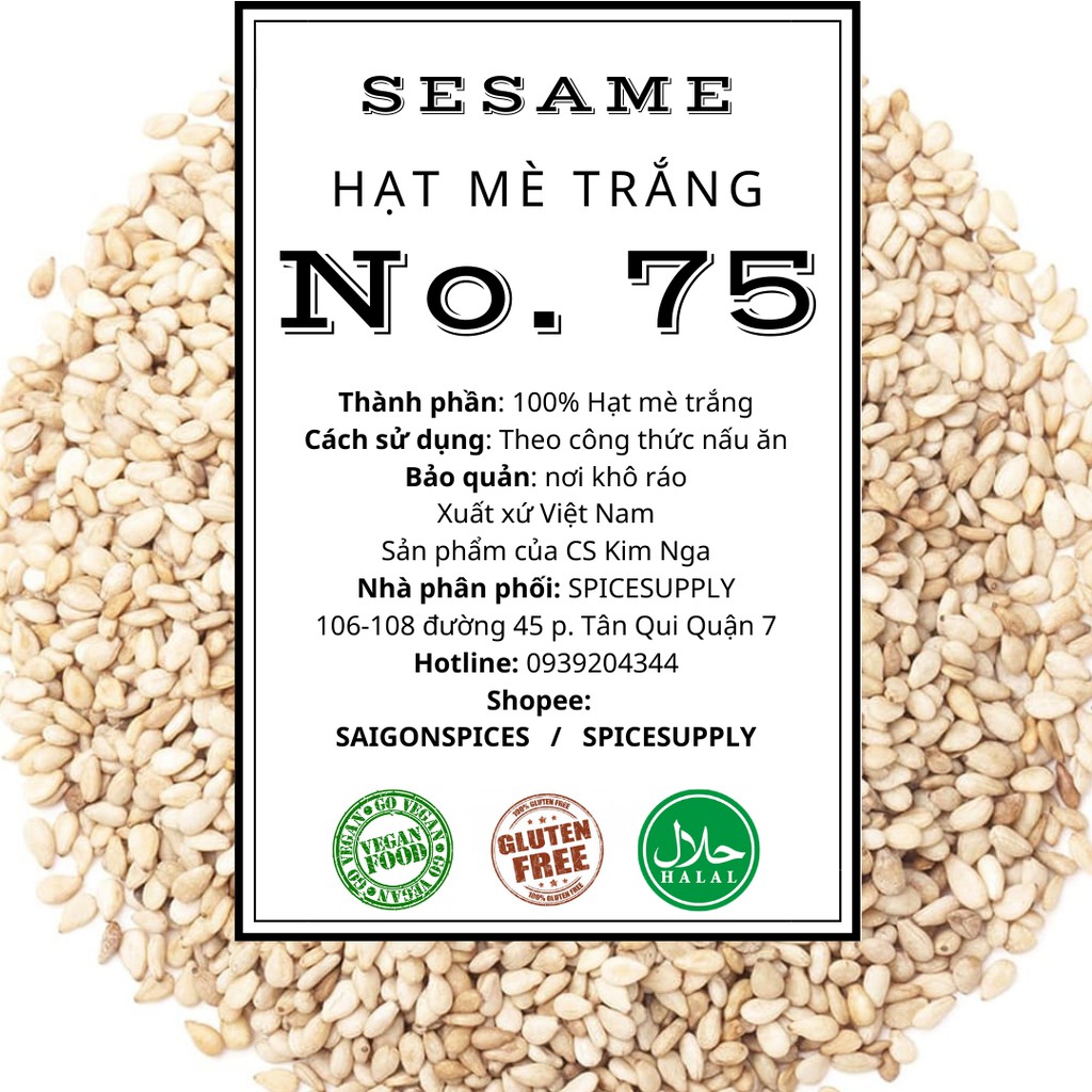 100g White Sesame - Hạt Mè Trắng hũ 70g