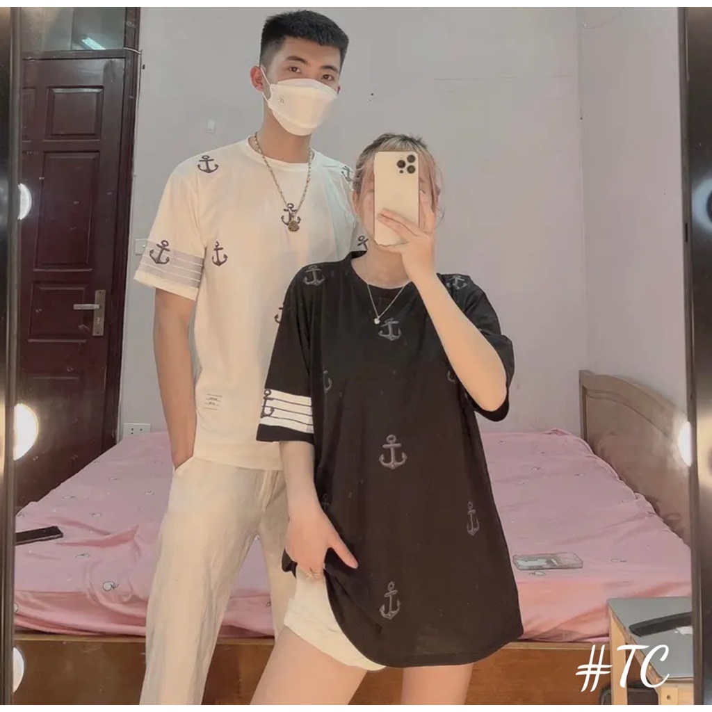 Áo phông form thụng mỏ neo tay 4 vạch nam nữ mặc đẹp (CT-39KT)