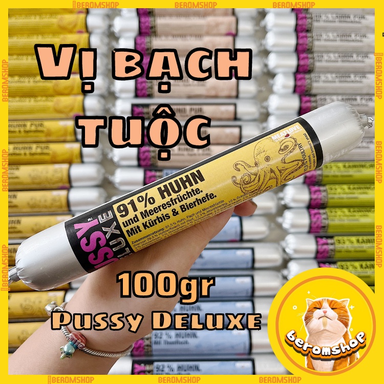 XÚC XÍCH CHO MÈO PUSSY DELUXE 100G 6 VỊ NHẬP ĐỨC GIÁ CỰC RẺ