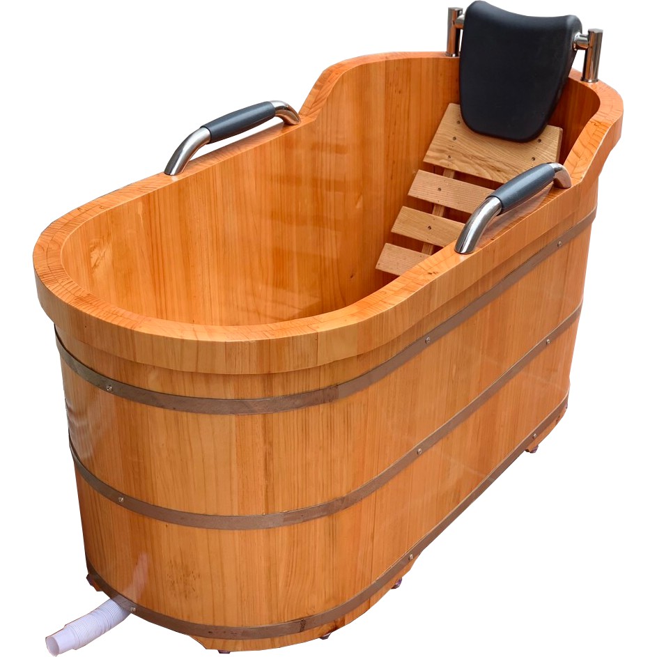 Bồn Tắm Gỗ Thông Nhật Có Tay Nắm Tựa Đầu Bọc Da | BigBuy360 - bigbuy360.vn