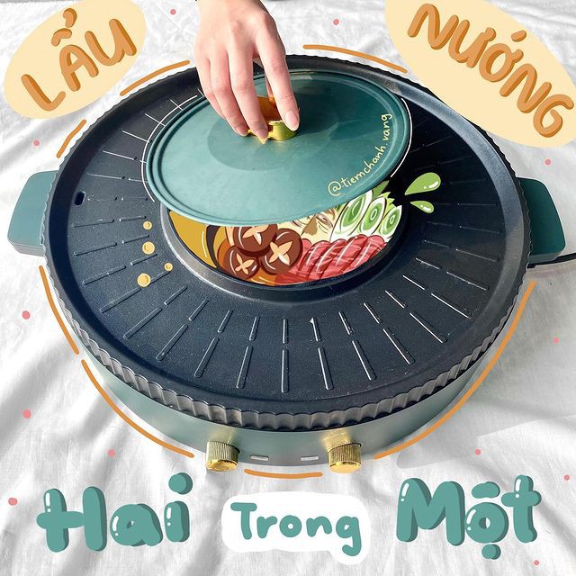 Nồi lẩu kèm nướng kiểu hàn quốc dạng tròn 42cm tiện dụng #chill