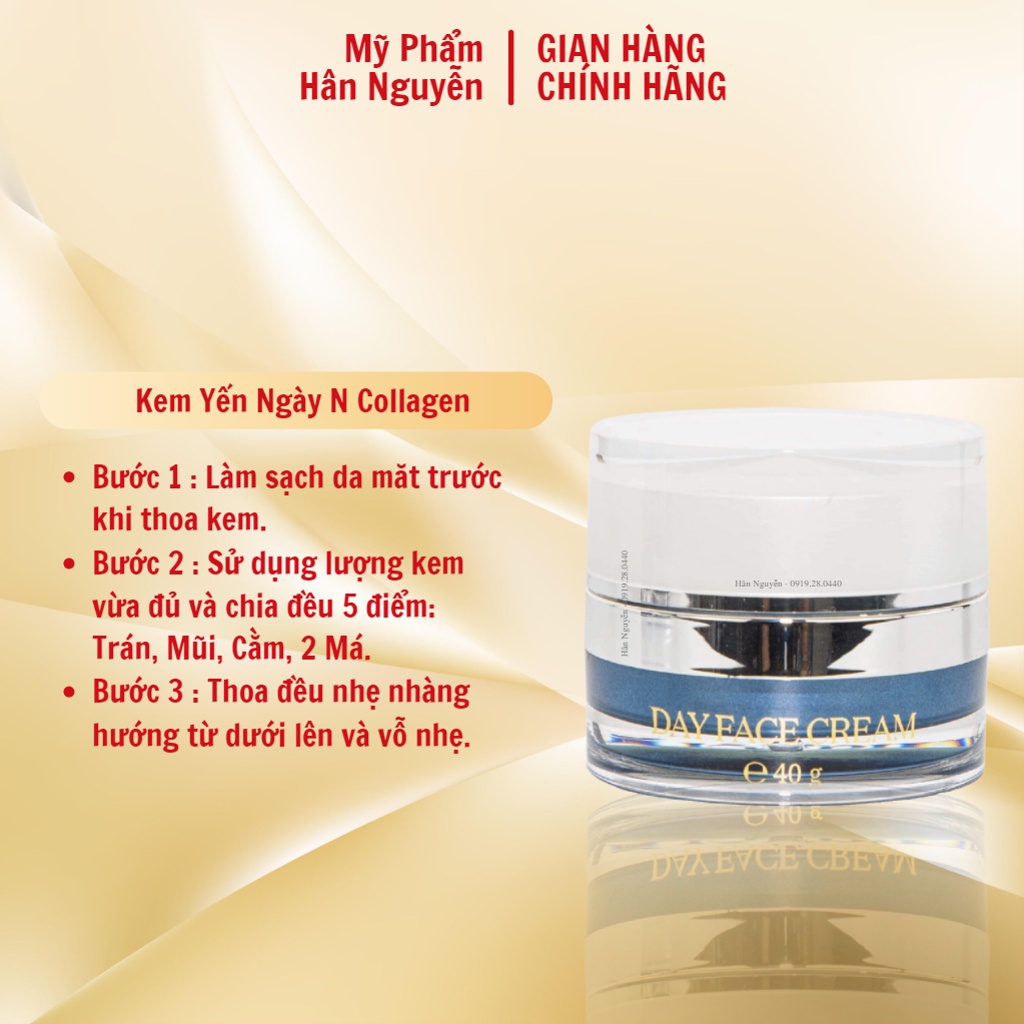 Kem tổ yến ngày dưỡng trắng mờ thâm nám giảm nhăn Ncollagen Hân Nguyễn 40g 8938526572195