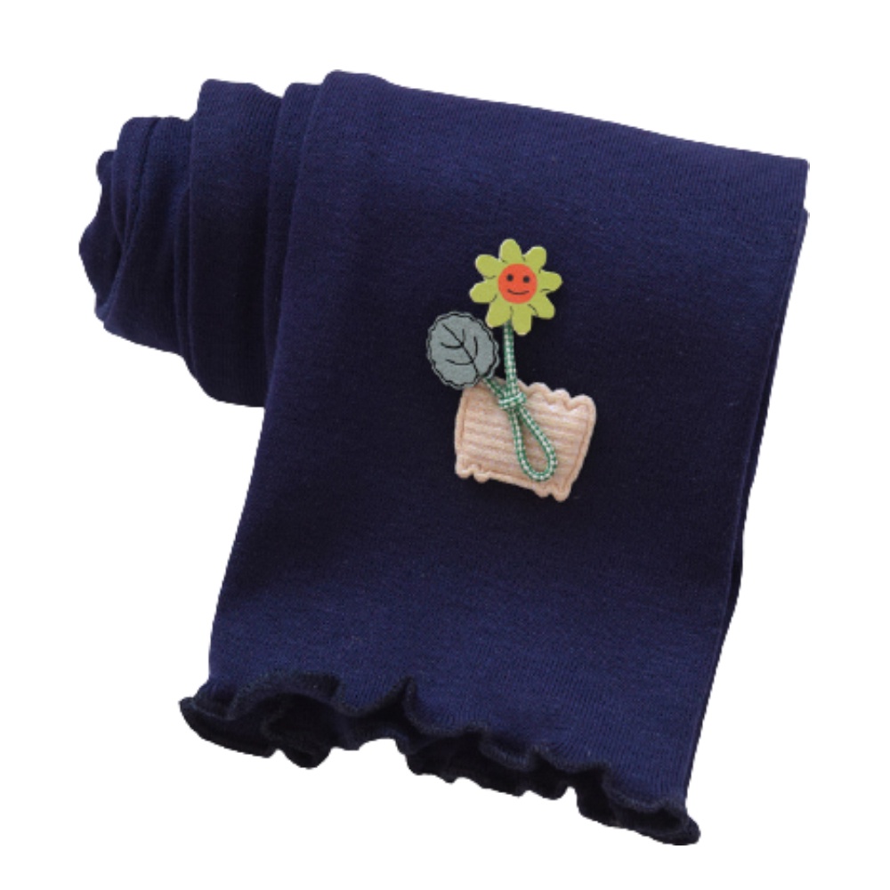 Quần legging cotton pha co giãn thoải mái đính hoa dễ thương thời trang cho bé gái