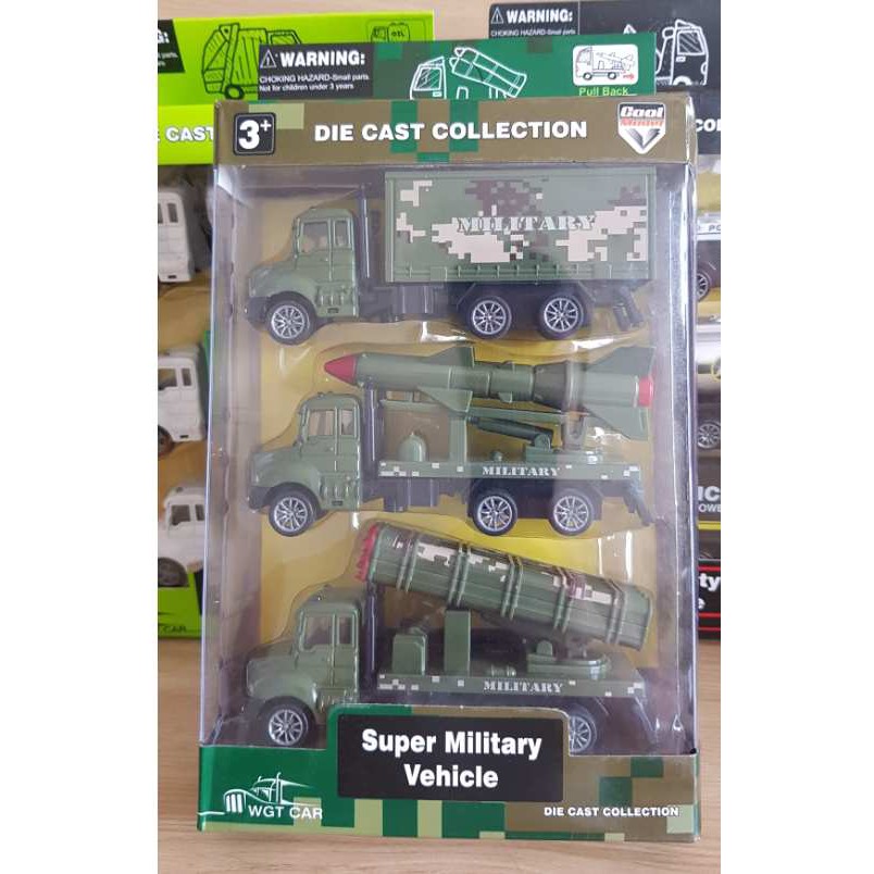 COMPO 3 XE QUÂN SỰ XE TẢI XE BỒN CỦA DIE-CAST