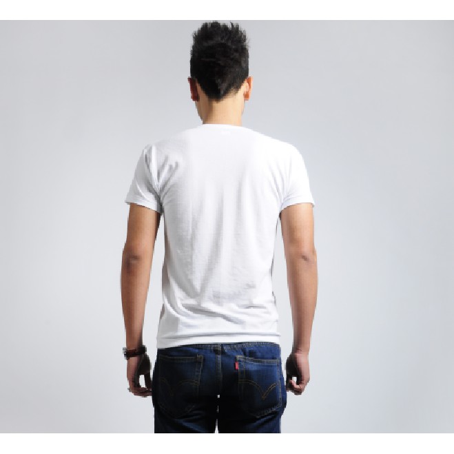 Áo thun cộc tay nam cotton màu trắng HT012
