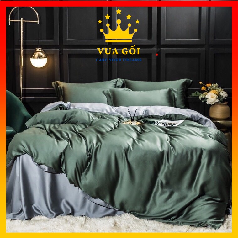 Bộ Chăn Ga Gối Lụa Tencel 100S Cao Cấp Chăn Drap Nhập Khẩu Siêu Sang Xịn Min Mát Sét Chuẩn 04 Món