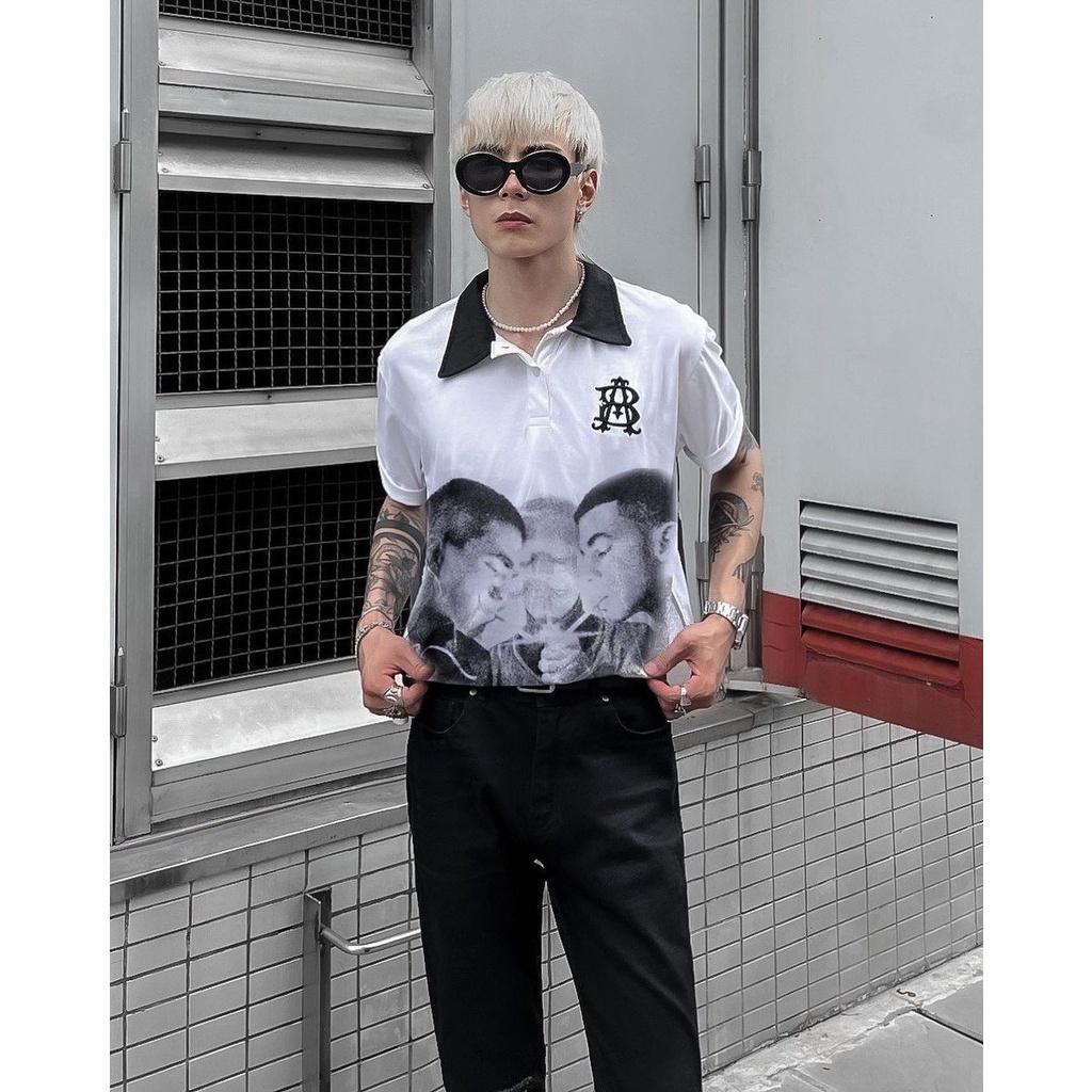 Áo Polo Banawa nam nữ áo thun Local brand unisex form rộng cổ sơ mi tay ngắn - Smoke Boys Polo - Màu Trắng