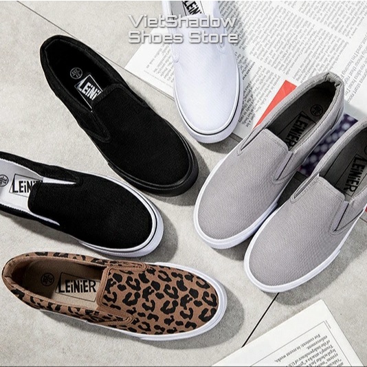 Slip on nữ - Giày lười vải nữ LEiNiER - Chất liệu vải bố cotton 4 màu tuyệt đẹp - Mã SP 227