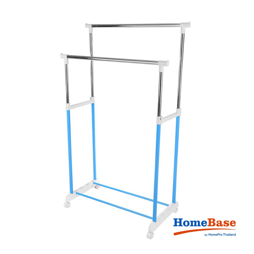 HomeBase PLIM Sào phơi đồ bằng thép mạ crom có bánh xe có thể thay đổi bề ngang W81xH90xD43cm