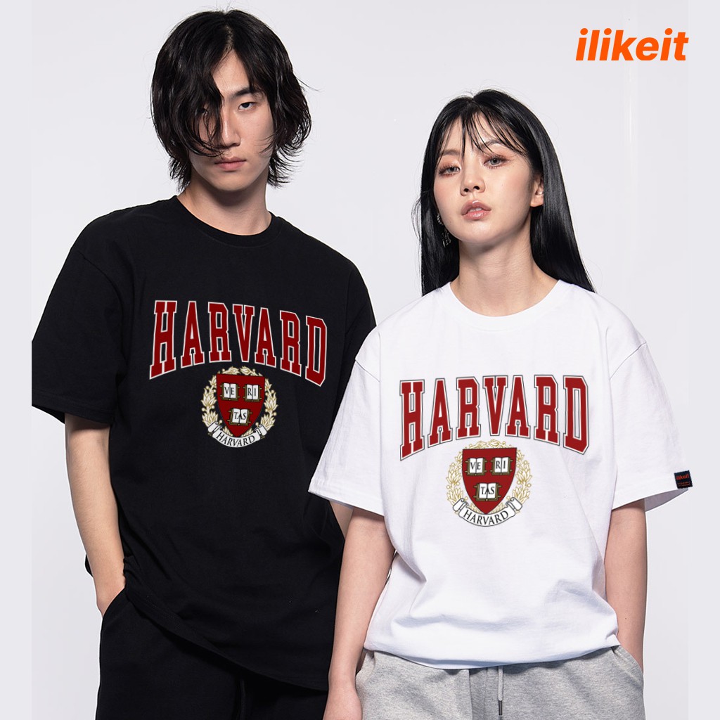 (ILIKEIT042) Áo thun tay lỡ Nam Nữ Couple - Unisex - form rộng hình in Harvard
