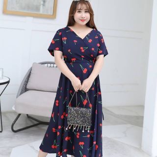 Đầm cherry xẻ tà bigsize🍒🍒🍒 có hình thật