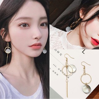 Bông Khuyên Tai Dài Hàn Quốc Trăng Tròn Mix Khung Hình Tròn Bất Đối Xứng Sang Chảnh ^^
