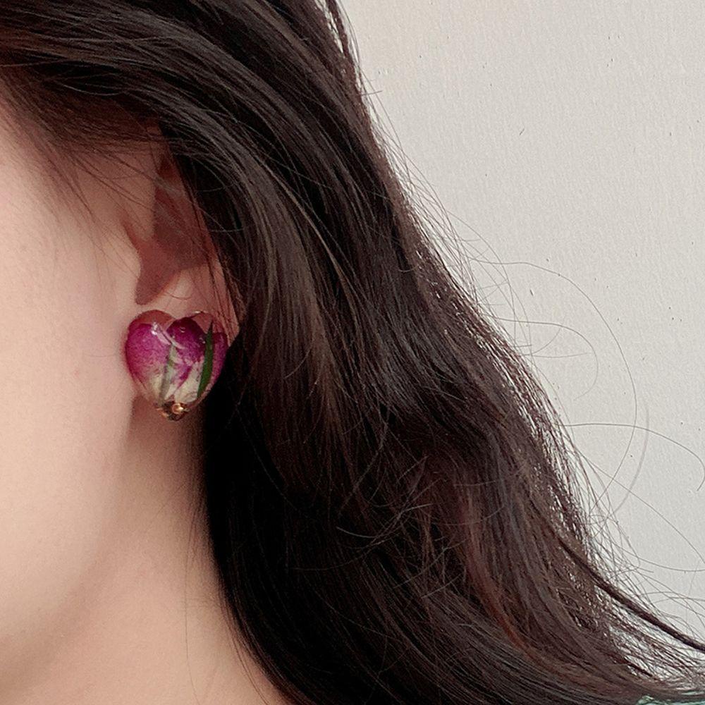 Bông Tai Hình Tròn Phối Hoa Khô Phong Cách Hàn Quốc Thời Trang Cho Nữ Back2Lilife