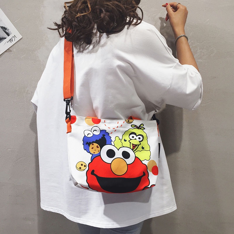 Elmo totebag nhập khẩu-Túi Tote Vải Bố dày và đeo chéo-Túi totebag-Túi vải bố Elmo/túi lớn Túi Messe