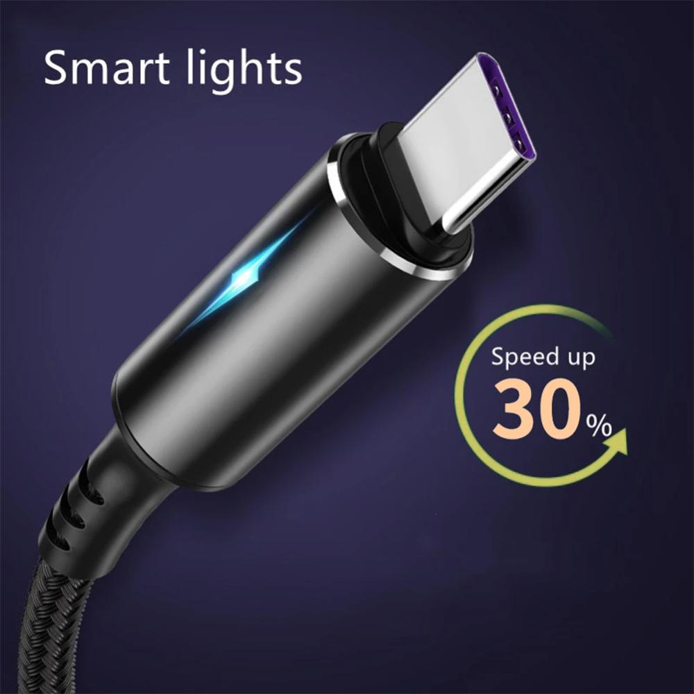 DIGIFOUNDER LED Indicator Type C Cable 5A Fast Charging Type C Data Cable for Huawei Samsung Xiaomi Redmi Easy To Use B7R7