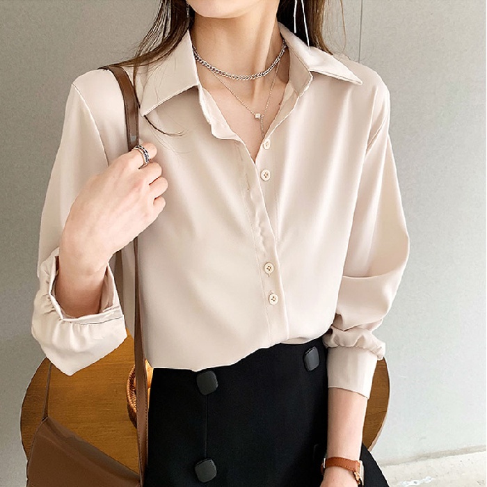 Áo sơ mo chiffon dáng rộng thời trang mùa xuân cho nữ