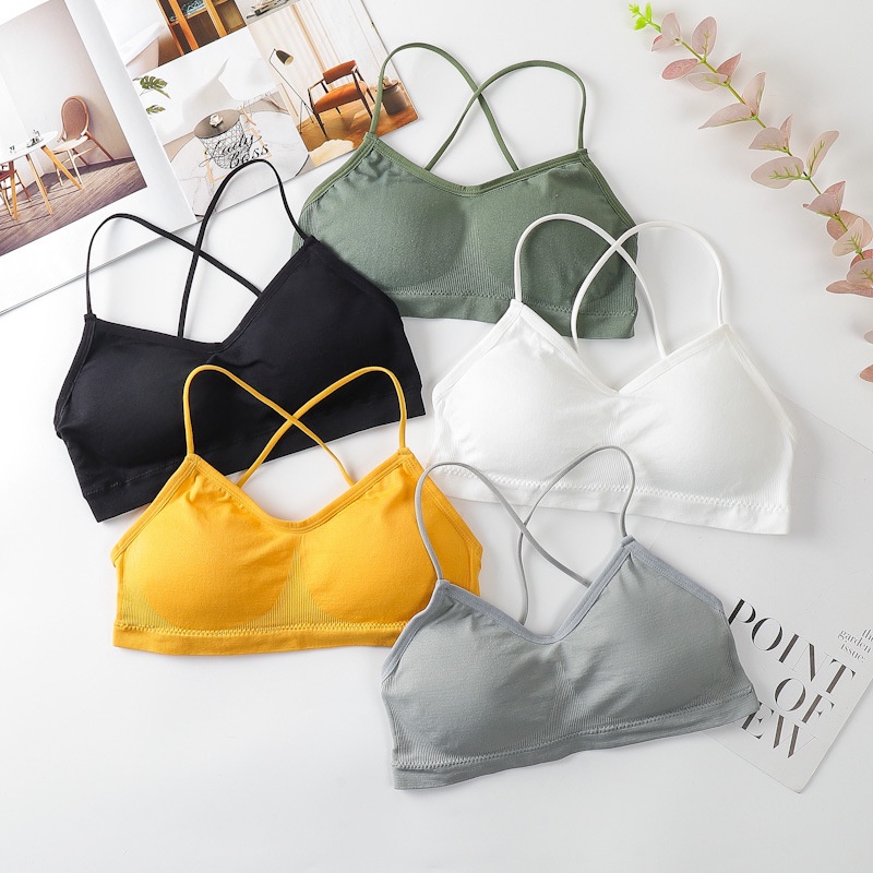 Áo Bra 2 Dây Đan Chéo Lưng  🎀FREESHIP🎀 Bra Nữ Cotton Len Tăm Kèm Mút 5507 | WebRaoVat - webraovat.net.vn