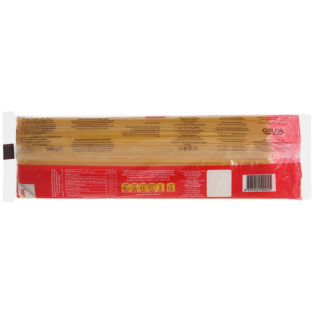 Mì Spaghetti cao cấp Golda gói 500g