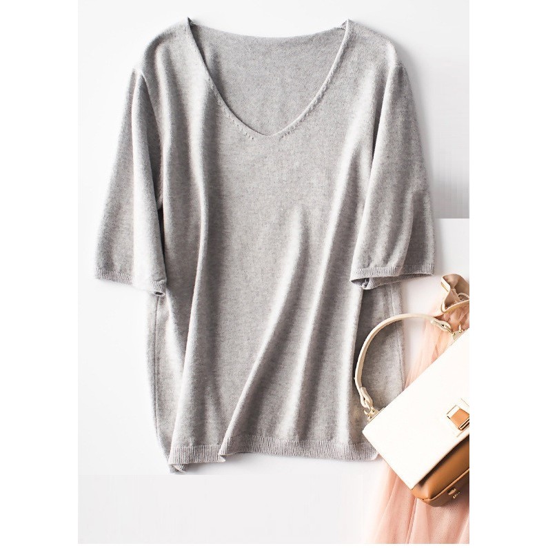 Áo len mỏng nữ, áo len tay cộc form rộng, chất len mềm mịn, thích hợp mùa xe lạnh, hàng nhập Quảng Châu | BigBuy360 - bigbuy360.vn