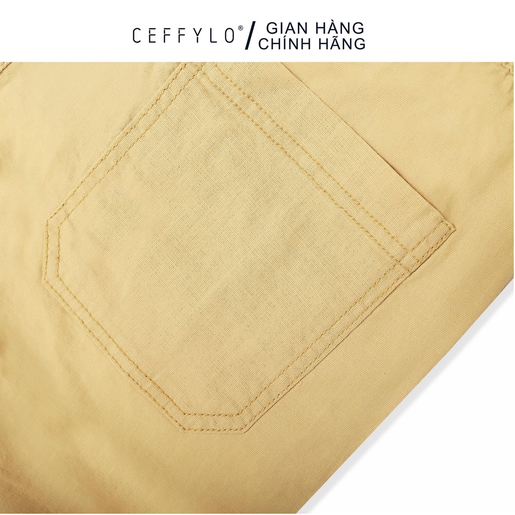 Quần Shorts Đũi trơn Camel, Chất Liệu Đũi Nhẹ, Thoáng Mát, Form Slimfit - CEFFYLO