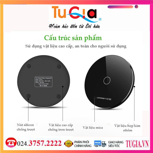 [Mã SKAMPUSHA7 giảm 8% đơn 250k]Sạc không dây tốc độ cao chính hãng Ugreen 30570 cho điện thoại-Hàng Chính Hãng