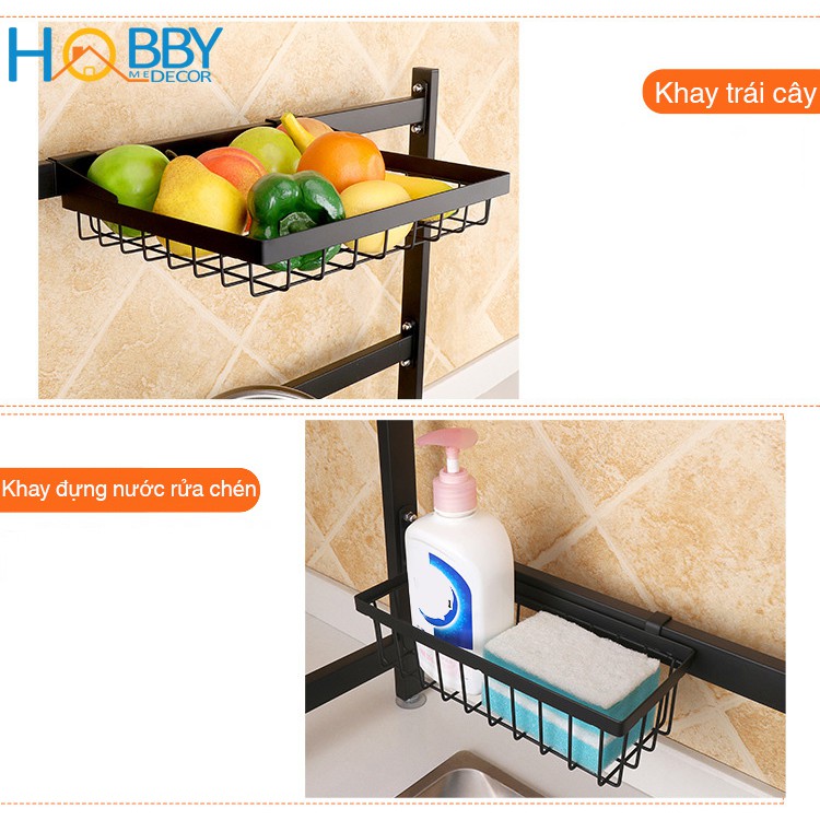 Kệ úp chén bát HOBBY Home Decor KSCD Inox đa năng - 5 ngăn - loại lớn cao cấp - bề ngang 92cm - có 2 màu sắc