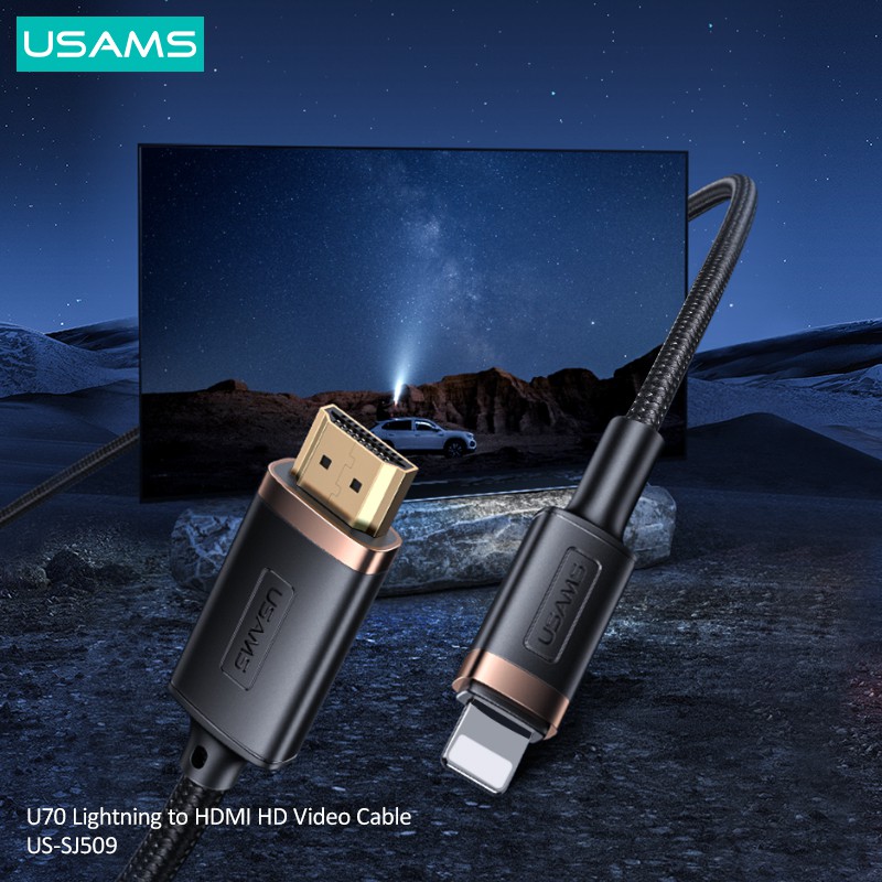 Dây Cáp USAMS 2M 1080P HD Lightning Sang HDMI HD Video Tốc Độ Cao 3D Full HD 1080P thumbnail