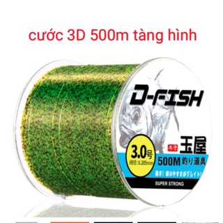 Cước câu cá 3D 500m cước nhật chấm xanh tàng hình