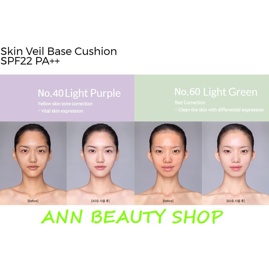 Kem lót Dạng Cushion Skin Veil Base Cushion SPF22 PA++ (1 HỘP + 1 LÕI)