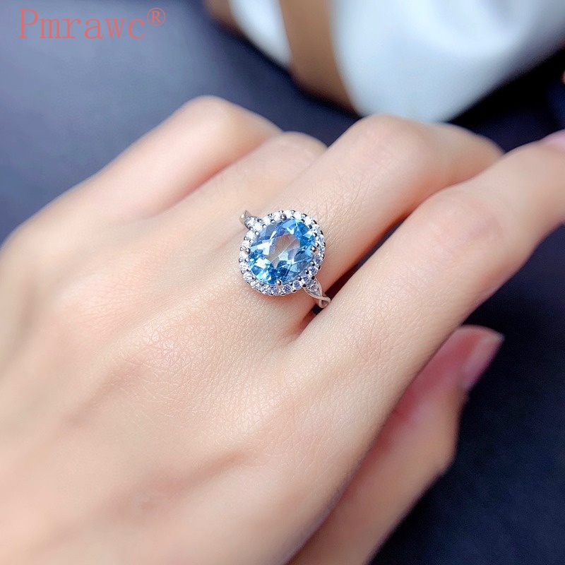 (Bán Sỉ) Nhẫn Nữ Trang Mặt Đá Topaz Hình Quả Trứng