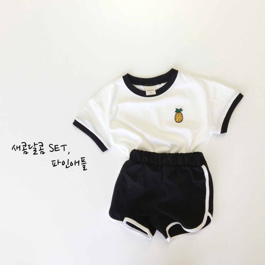 Set Đồ Thể Thao Ngắn Tay Phong Cách Hàn Quốc Dành Cho Bé Gái