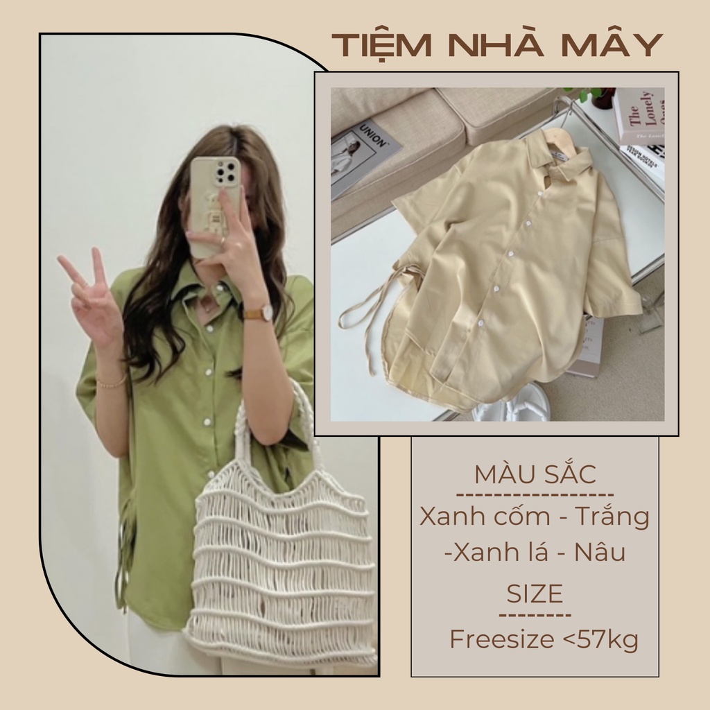 Áo Sơ Mi Lụa Nữ, Áo Sơ Mi Nữ Công Sở Tiệm Nhà Mây Mây Kiểu Dáng Vinatge Buộc Nơ Sm3