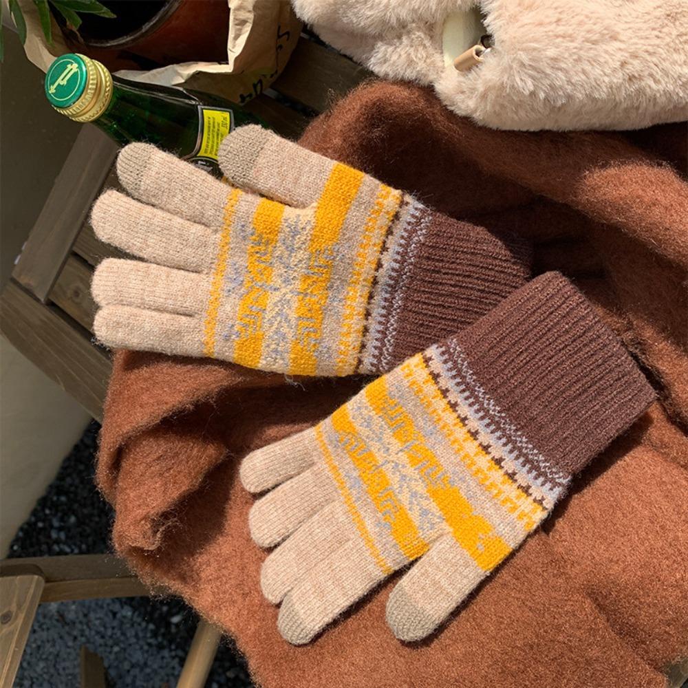 Găng Tay Len Lông Chống Lạnh Chống Gió Màu Sắc Ngọt Ngào Có Thể Dùng Màn Hình Cảm Ứ