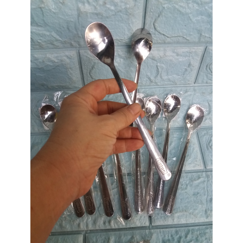 Combo 10 mỗng cafe dài inox Lipton