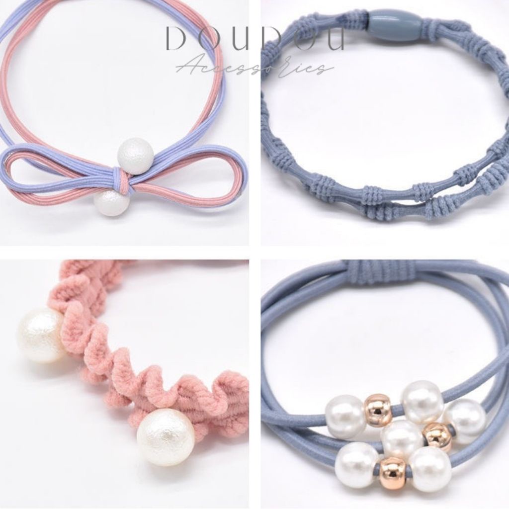 Hộp 12 dây chun buộc tóc DOUDOU Dây cột tóc nữ nhiều màu gam kẹo ngọt xinh xắn phong cách Hàn Quốc thời trang PJ011