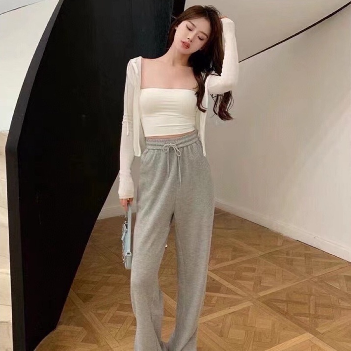 Áo Crotop Sexy Trơn 2 Màu Đen Trắng Chất Co Giãn,Áo 2 Dây Sợi Bún Cao Cấp