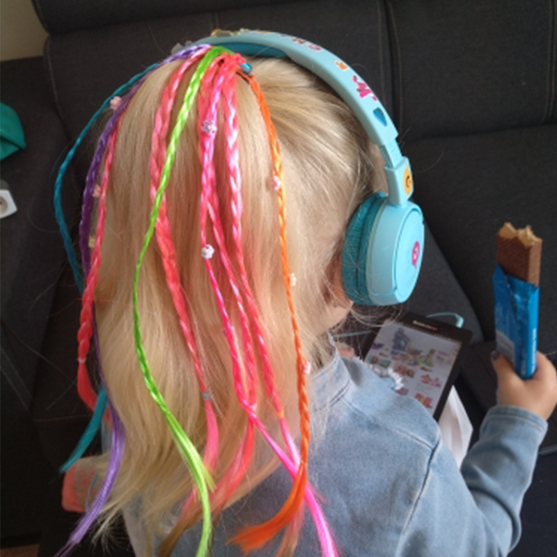 Dây buộc tóc thắt bím phối màu gradient thời trang cho nữ