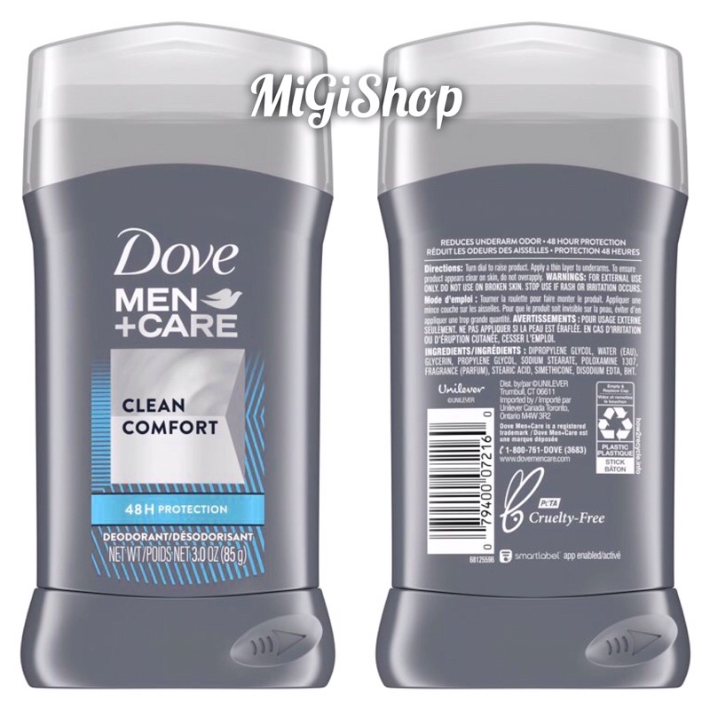 [Hàng Mỹ] Lăn Khử Mùi Dạng Sáp Dove Men Care Deodorant 48h Protection 85g