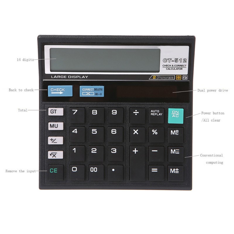 Máy Tính Để Bàn 12 Chữ Số Sử Dụng Năng Lượng Mặt Trời Calculator Ct-512