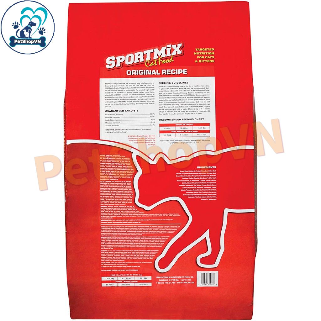 Thức Ăn Cho Mèo Hạt SPORTMIX ORIGINAL RECIPE Bao 1Kg Vị Thịt Gà & Rau Củ Quả