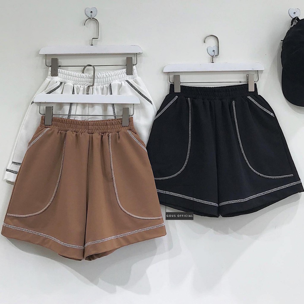 Quần Đùi Thun Nữ Mặc Nhà Đường Chỉ Viền Cá Tính Chất Da Cá Loại 1 Quần Short Nữ Ống Rộng Lên Dáng Cực Xinh 2772