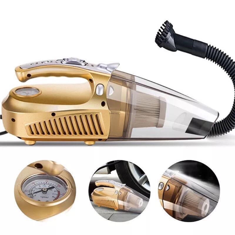 Máy hút bụi cầm tay kiêm bơm lốp xe + Bộ nguồn dùng cả trong nhà và ôtô