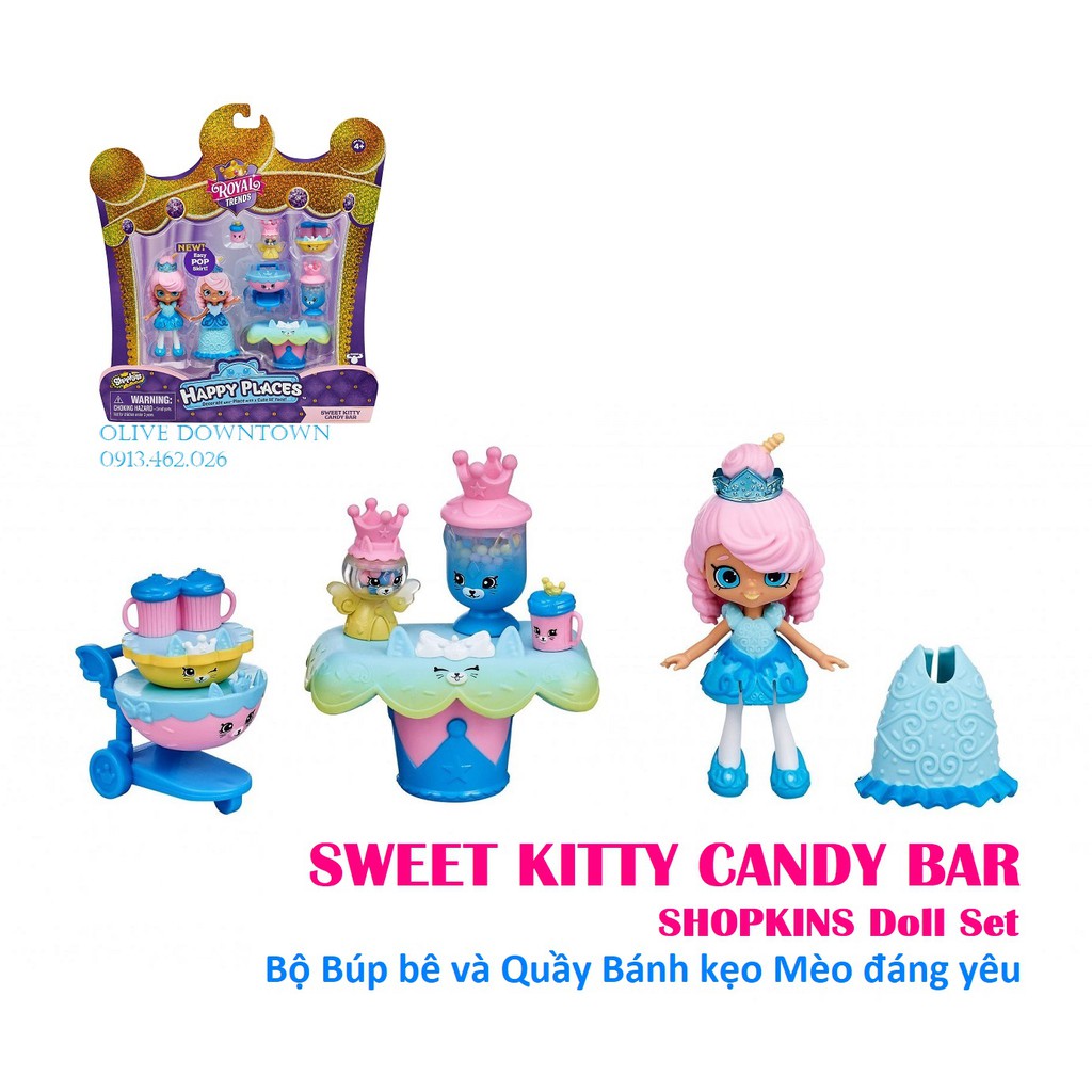 ⭐️ [Hộp] Bộ Quầy Bánh kẹo Mèo xinh kèm Búp bê Royal Trend – Đồ chơi Shopkins VNXK