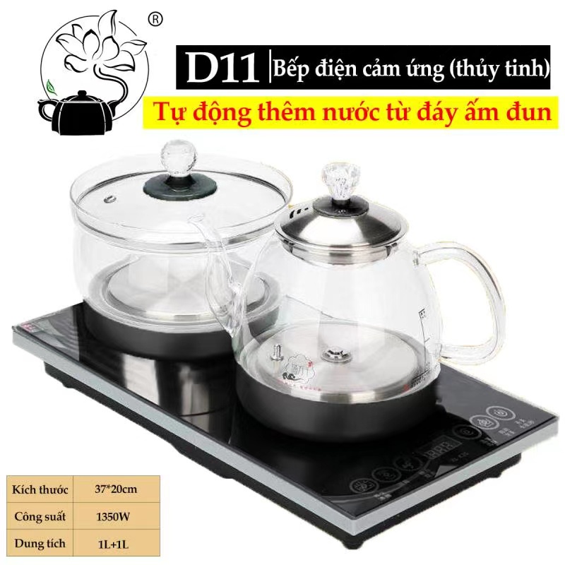 【BẢO HÀNH 12 THÁNG】Bếp đun nước pha trà (thủy tinh) hút nước từ đáy ấm đun tự động cảm ứng 100%